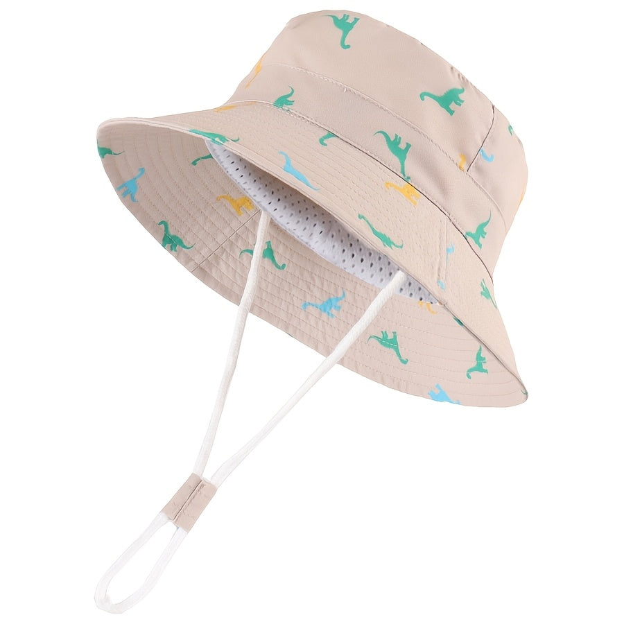 Dinosaur Print Toddler Bucket Sun Hat with Wide Brim for Boys and Girls