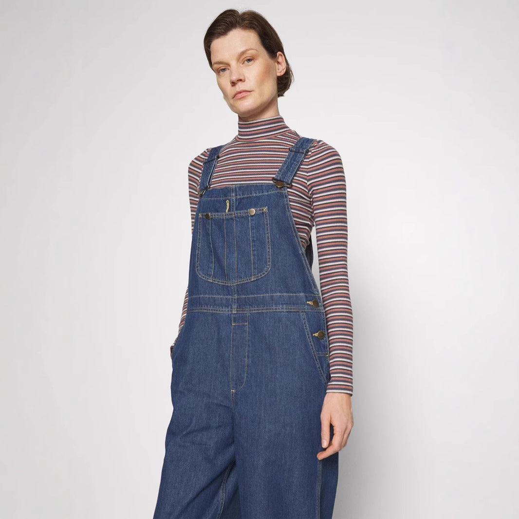 Fashion Loose And Slimming Women's Denim Suspender Trousers