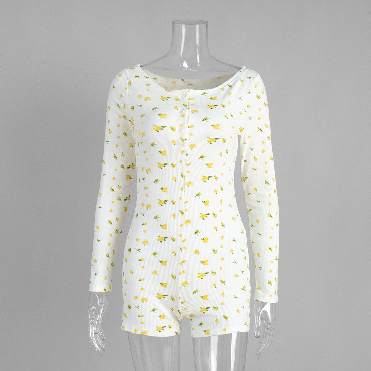 Women's Printed Long-Sleeve Jumpsuit Pajamas