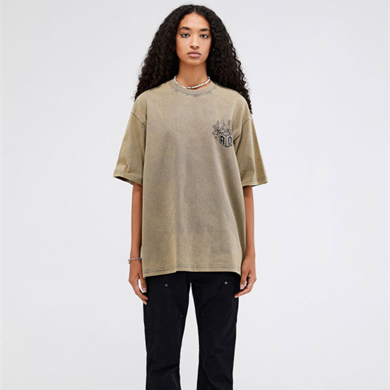Retro Flame Dice Distressed Men's Streetwear Tee