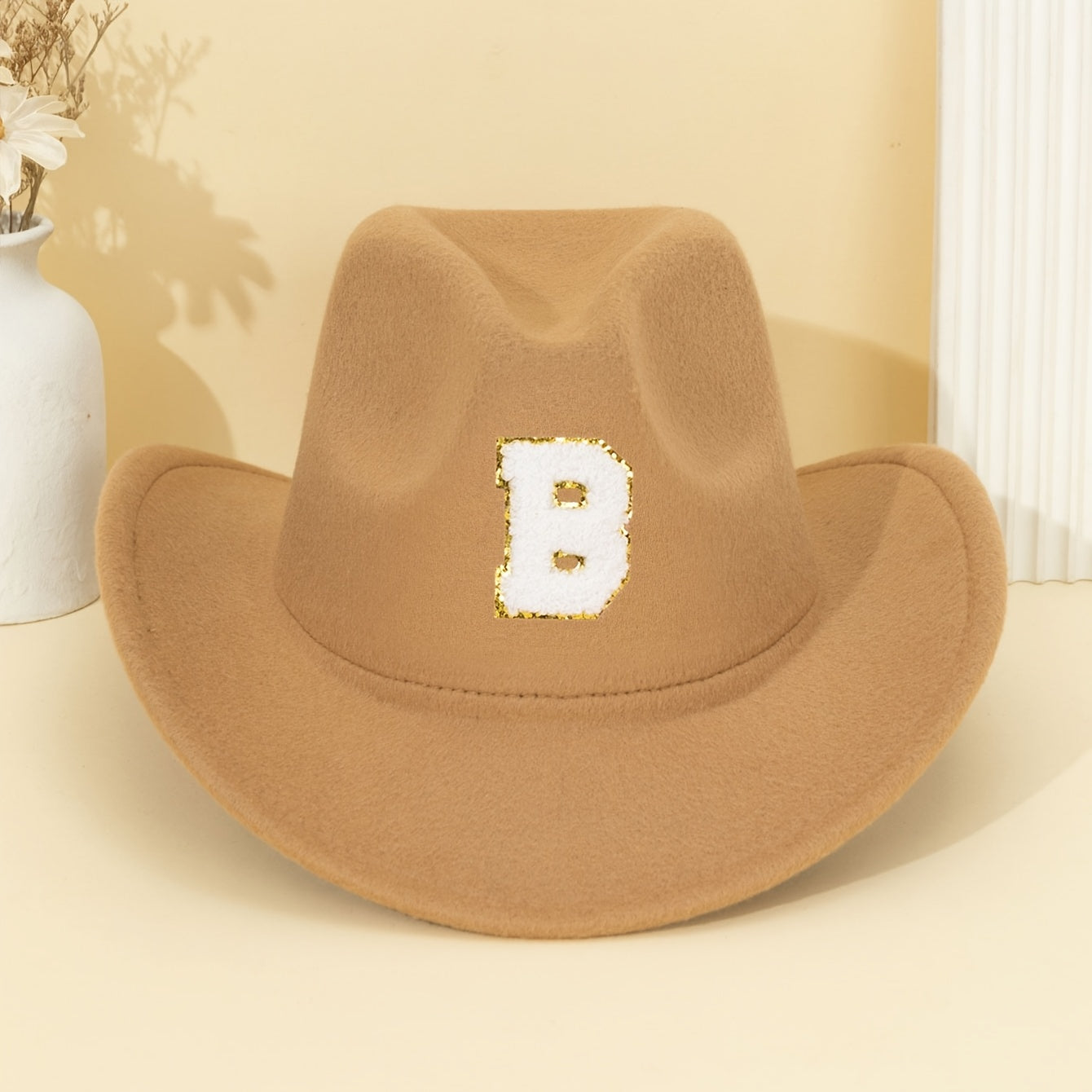 Khaki Alphabet Letter Fedora Hat