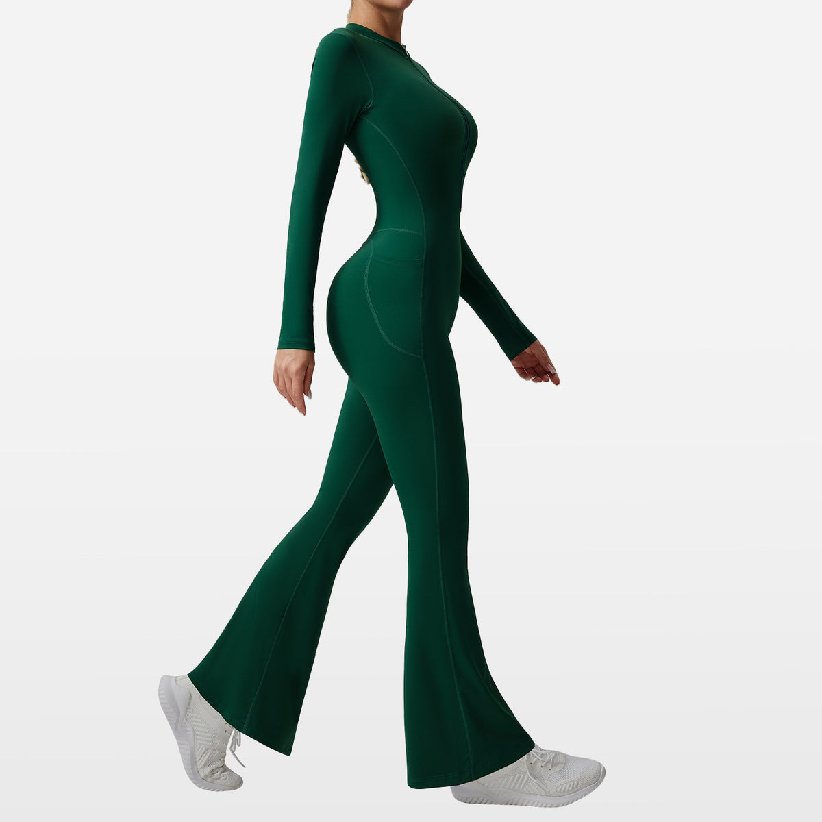 Slim-Fit Zip Long-Sleeve Yoga Jumpsuit