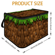 Foldable Lid Storage Box with Pixel Grass and Dirt Design – Ideal for Clothing, Pants and Bedding