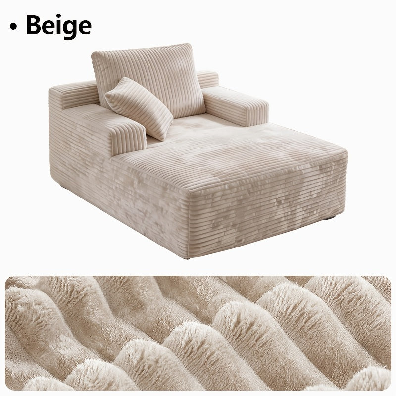 Oversized L-Shaped Chaise Recliner Set – 96‑Inch L‑Shape with 65‑Inch Single Chaise Lounge, Corduroy Fabric, Armrests and Matching Throw Pillows