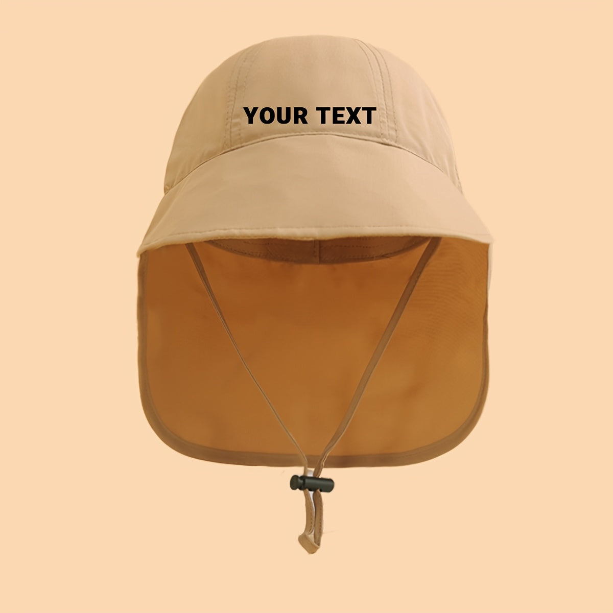 Kids Custom Bucket Hat with Neck Flap, Personalized Name/Date/Inspirational Word, Wide Brim, Adjustable Strap, 5-11 Years