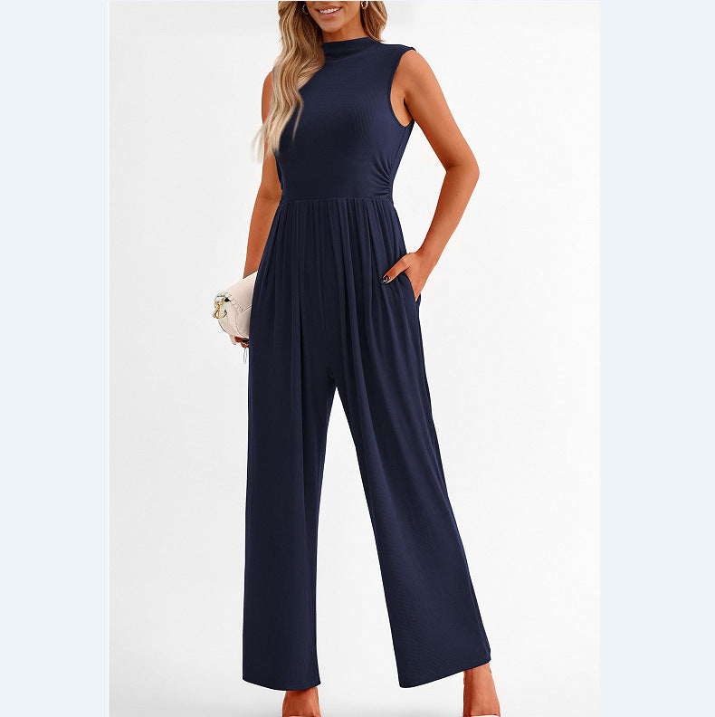 Women's Sleeveless Casual Solid Color Jumpsuit
