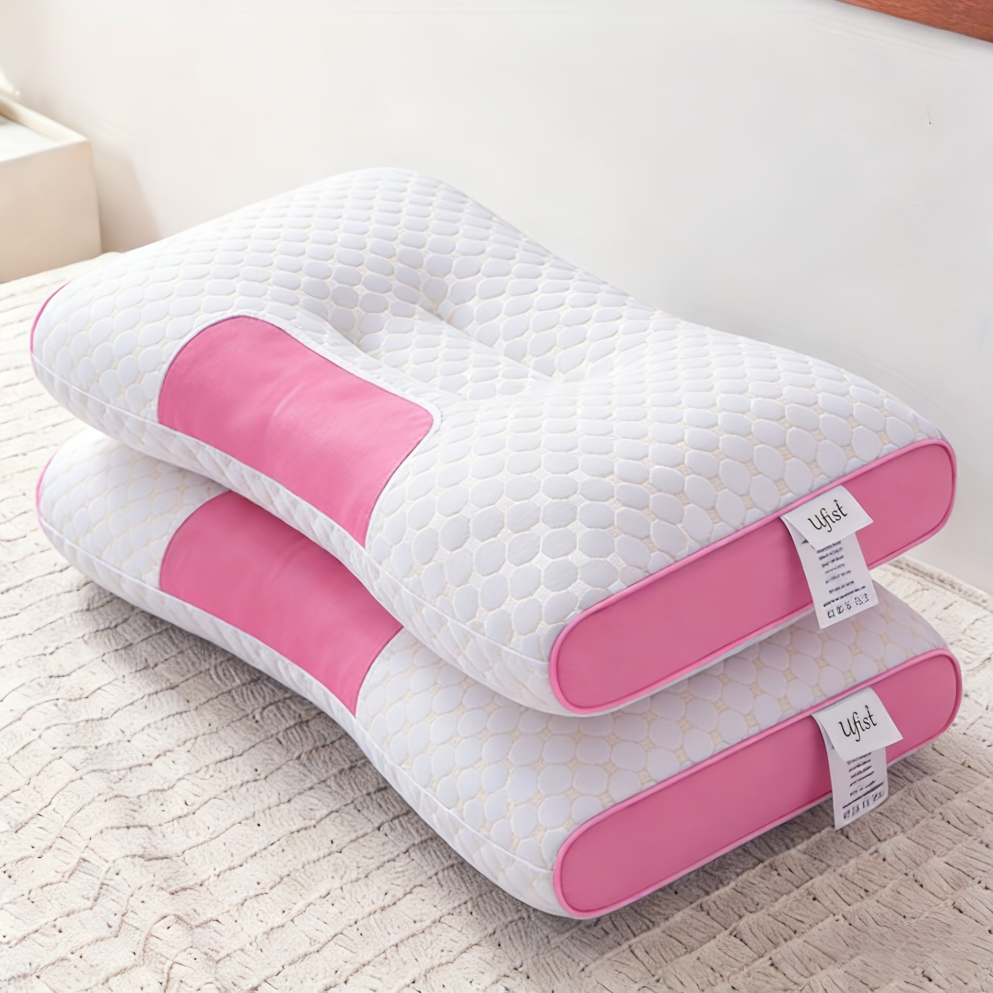 Two‑Piece Soft Woven Neck Massage Pillow Set – Adjustable Ergonomic Core with Removable Pillowcase