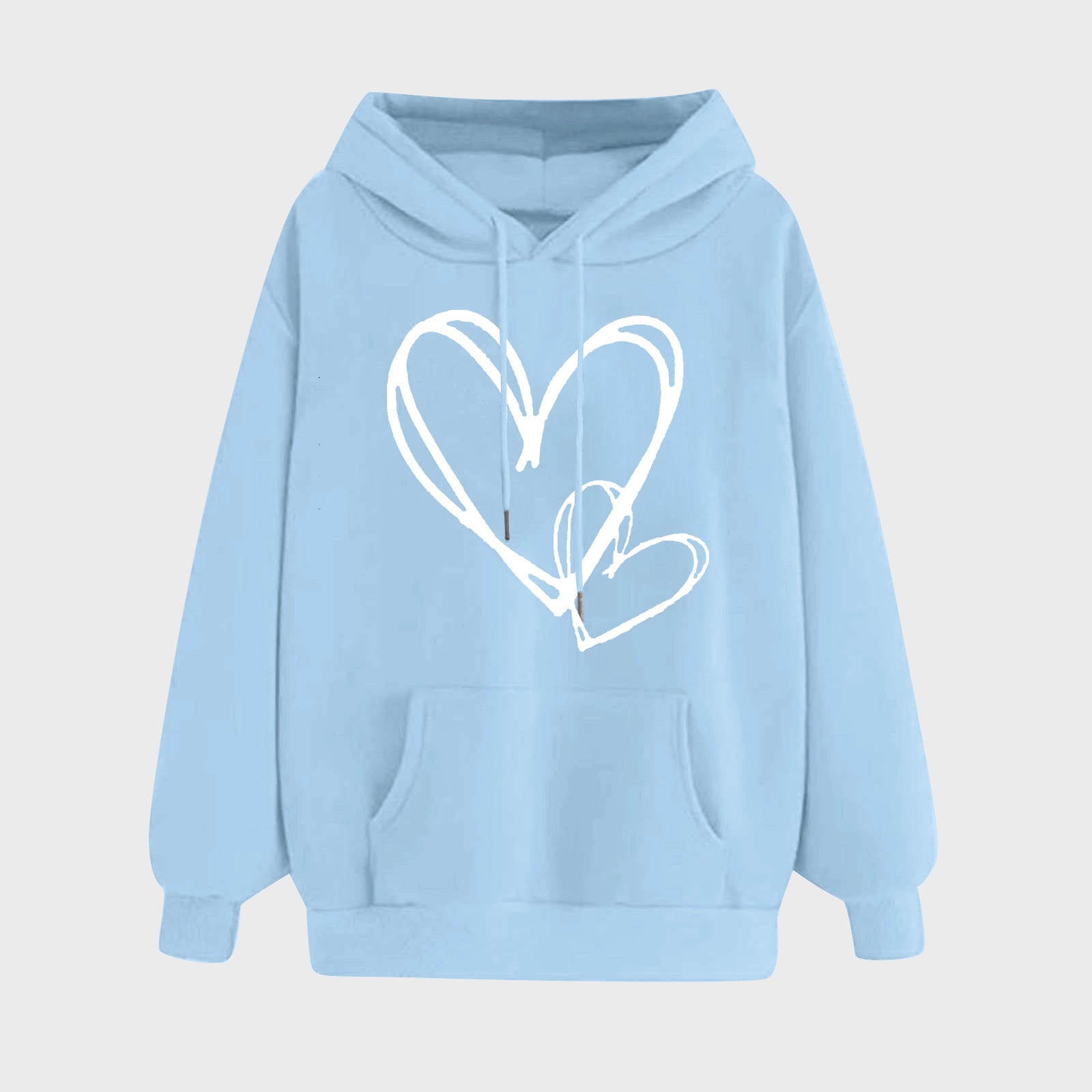 Matching Heart Print Long-Sleeve Couple Hoodies