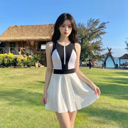 Front-zip High-waist One-piece Swimsuit