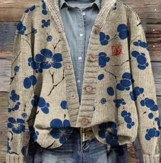 New 3d Digitally Printed Floral Cardigan
