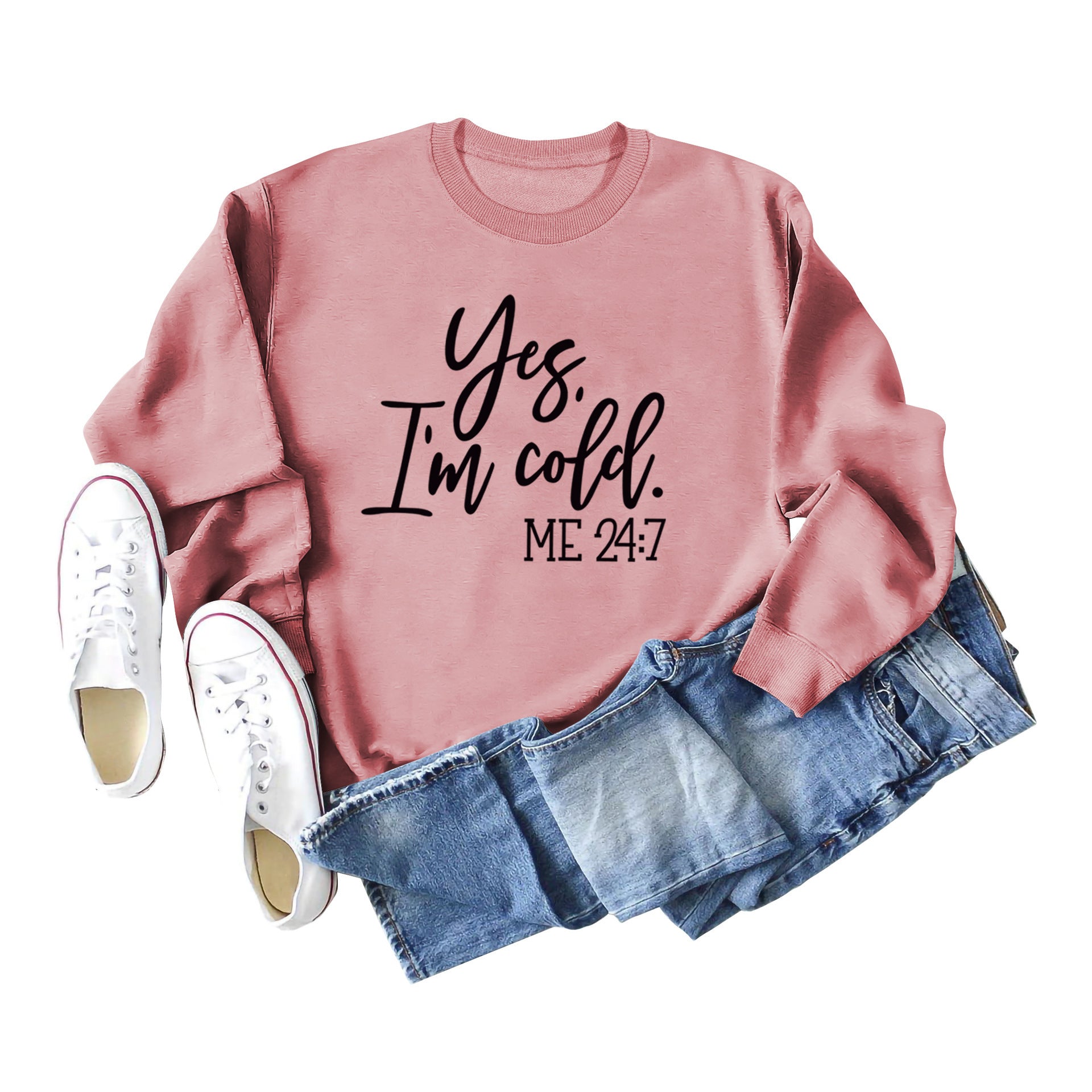Retro Letter Print Cotton Crew Neck Women's Sweatshirt