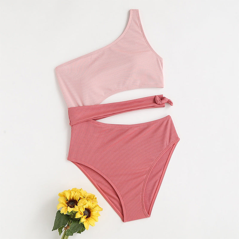 Girls' One-Shoulder Slim Fit One-Piece Swimsuit