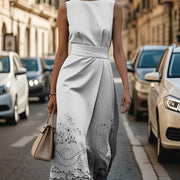 Women's Sleeveless Dress - Casual Summer Slim Fit Midi Dress for Daily Wear Office Beach Vacation