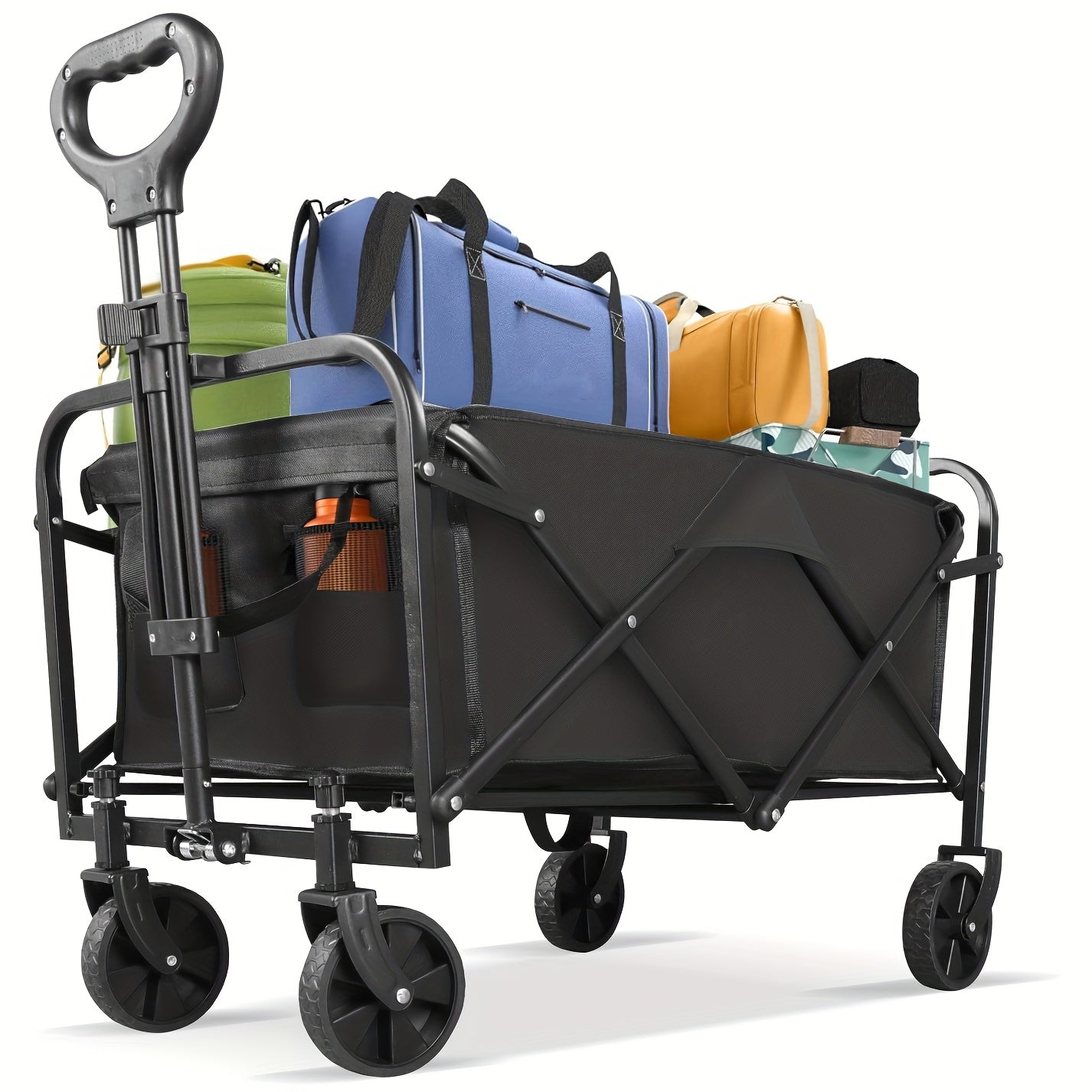 Heavy Duty Folding Utility Cart, All‑Terrain, 220 lb / 450 lb / 680 lb Capacity, Black
