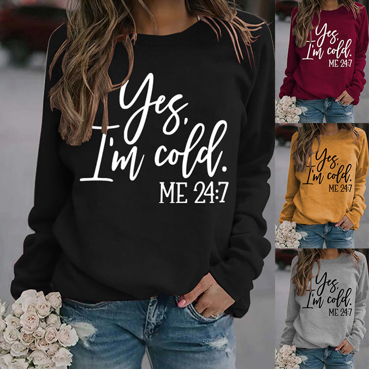 Cozy Letter Print Round Neck Casual Sweatshirt