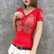 Trendy European‑Style Heavy‑Duty Zipper Cotton Tee for Women