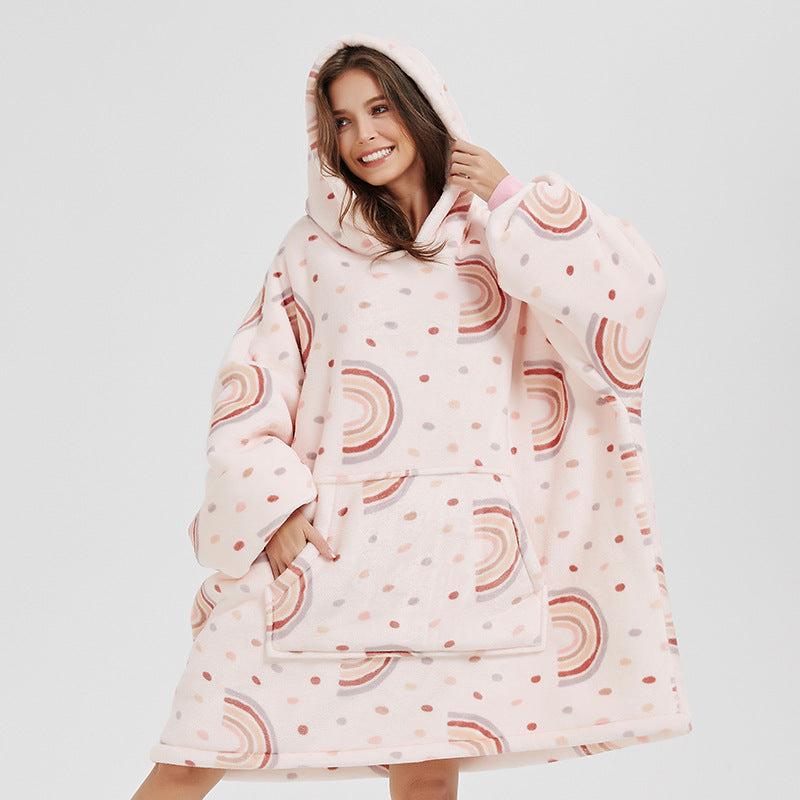 Flannel Homewear Night-robe Casual Hooded Sweater