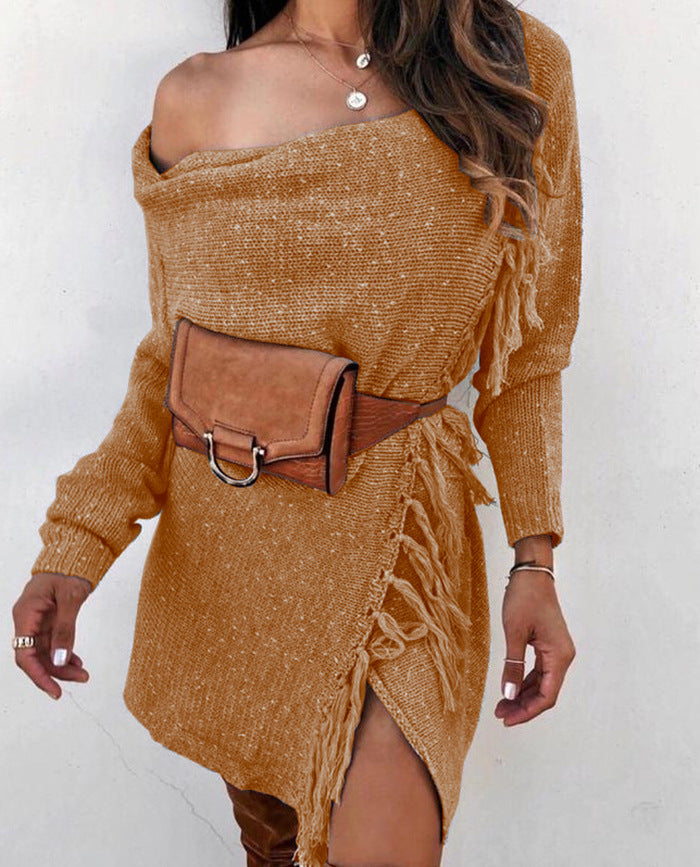 European and American Knitted Tassel Sweater Coat