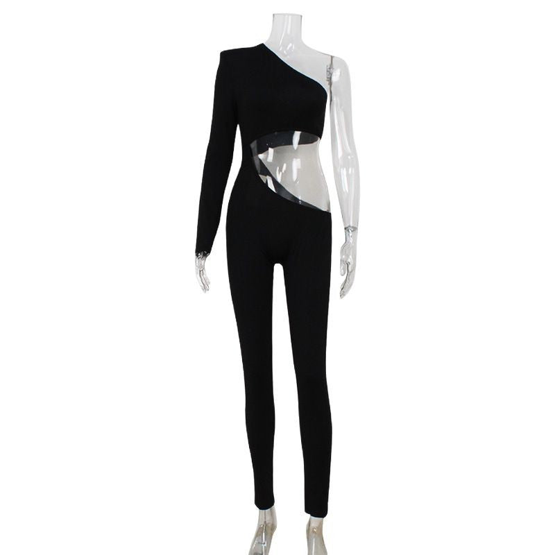Chic One-Shoulder Hollowed-Out Summer Jumpsuit