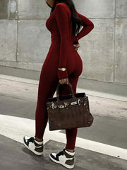 Women's Solid Lapel Zipper Slim Romper