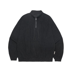 Half-Zip Drawstring Streetwear Pullover Sweater