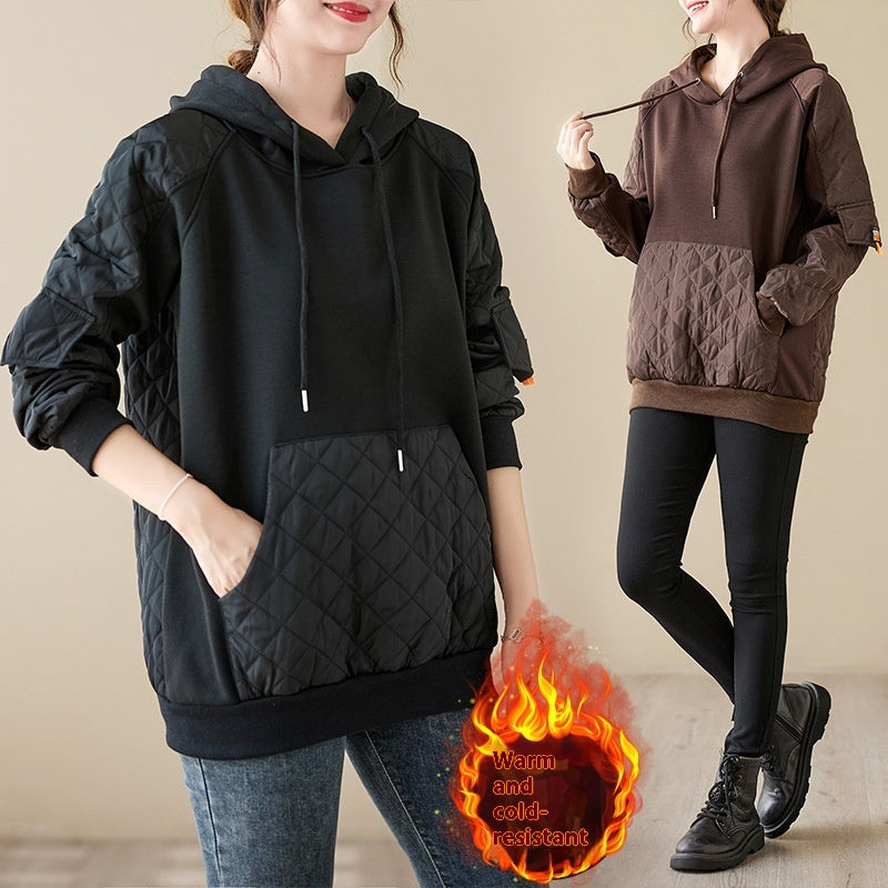 Cozy Quilted Hooded Pullover Winter Sweater