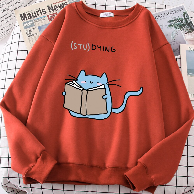 European And American Crew Neck Casual Cartoon Printed Long-sleeved Pullover