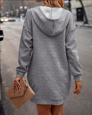 Women's Solid Long Hoodie Sweater with Pocket