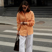 Casual Resort Solid Color Long-Sleeve Womens Blouse
