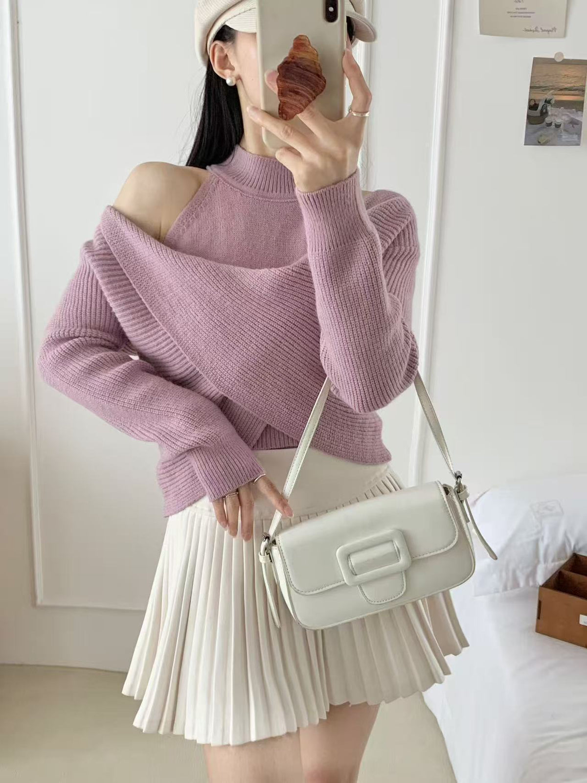 Women's Half-neck Fake Two-piece Knitted Sweater