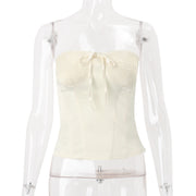 Sexy French‑Style Women's Camisole Top – Slim Fit Lace‑Up Crop