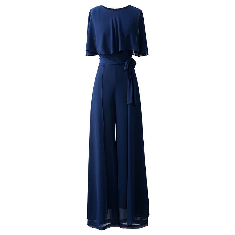 Elegant Ruffle Sleeve Wide-Leg Long Jumpsuit