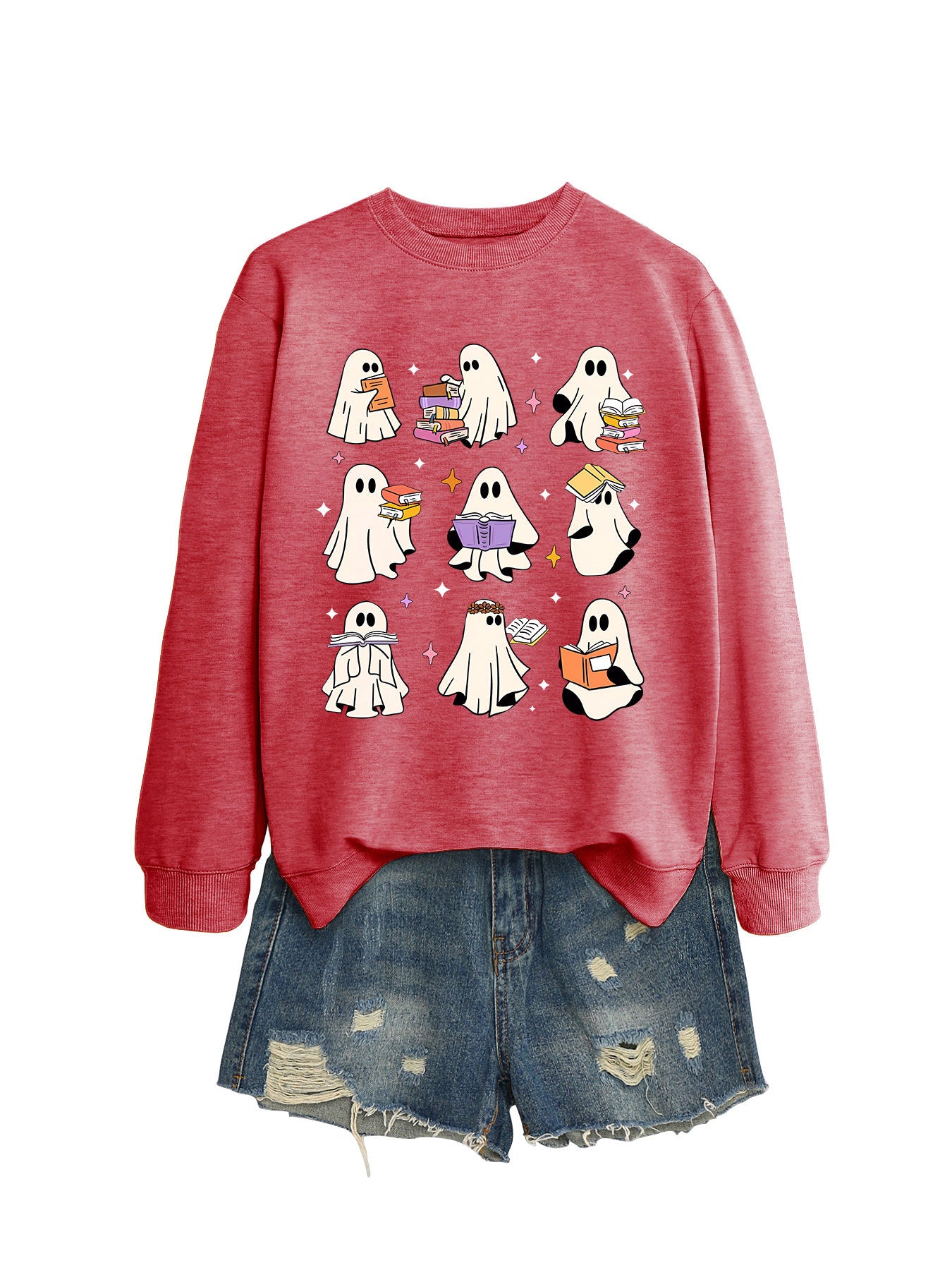 Women's Cozy Reading Print Pullover Sweater