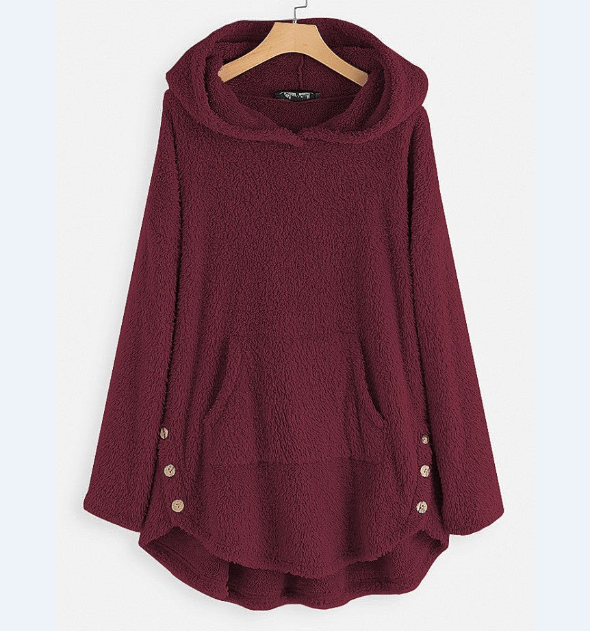 Women's Double-Sided Fleece Hooded Pullover Sweater