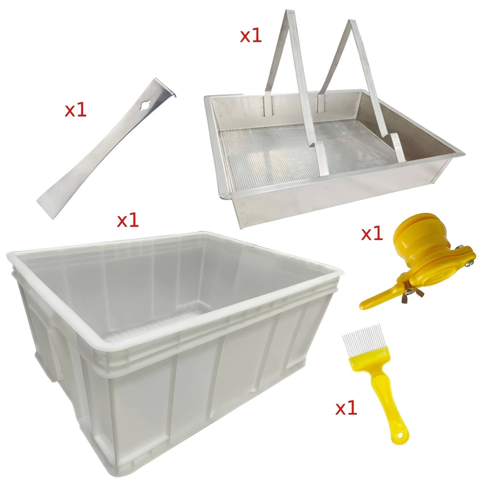 5-in-1 Large Beekeeping Equipment Set with Stainless Steel Hive Frames, Stackable Trays and Plastic Storage Box