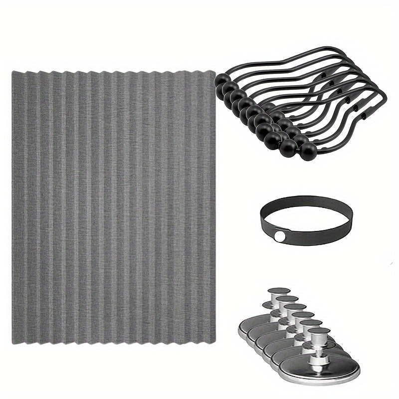 1 Set of Rodless Elegant Bohemian Style Folding Door Curtains with Stripes - Polyester, Magnetic Dividers Living Room, Bedroom, Kitchen - Easy to Hand Wash, No Power Required, Multi-Function Home…