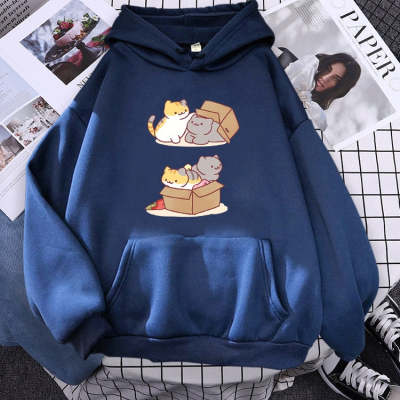 Cute Cat Hide & Seek Graphic Hoodie for Women
