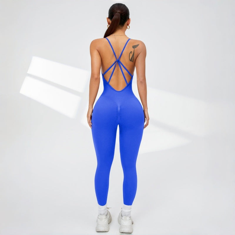 Seamless Fitness Jumpsuit Backless Workout Romper