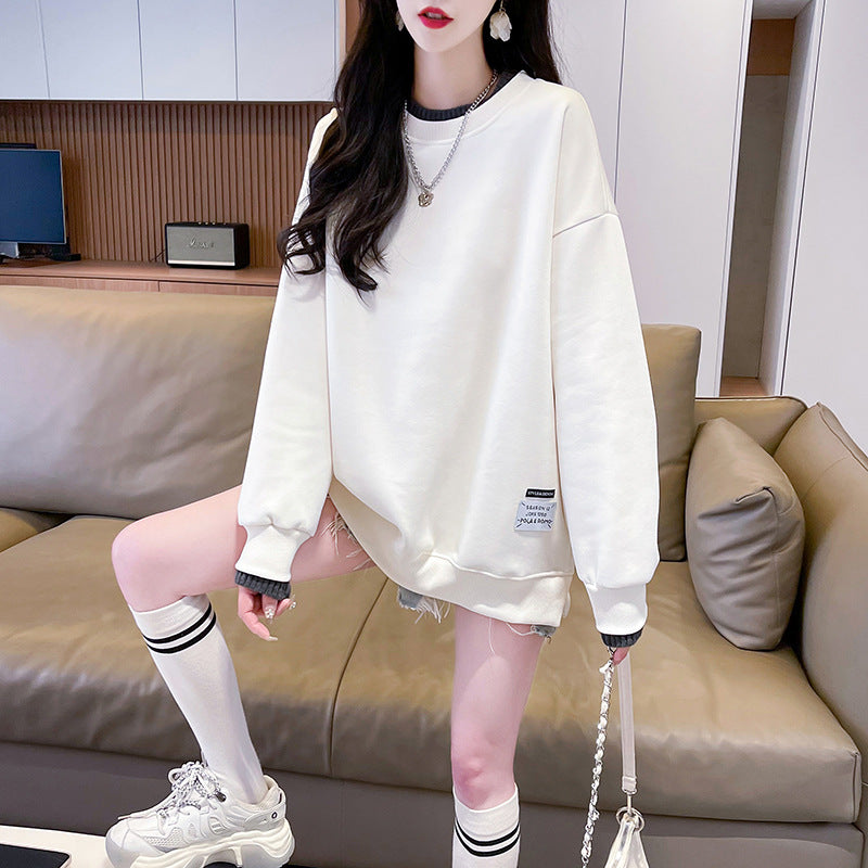 Cozy Fleece-Lined Fake Two-Piece Sweatshirt