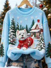 Cozy Digital Print Crew-neck Sweatshirt for Women