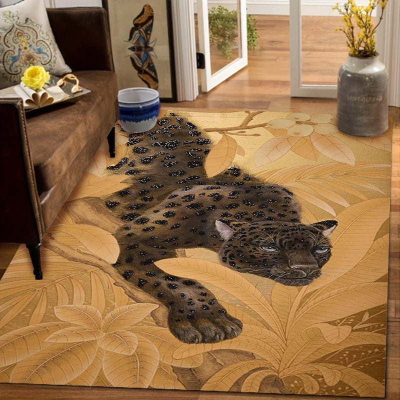Floral Animal Bedside Rug - Machine Washable Crystal Velvet Decorative Mat