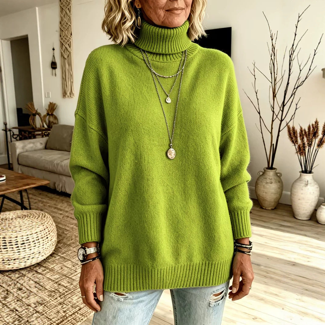 Womens Velvet Long-sleeve Turtleneck Sweater
