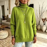 Womens Velvet Long-sleeve Turtleneck Sweater
