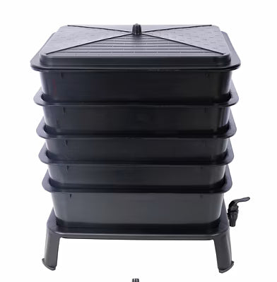 Black 5‑Layer Worm Composting Bin – 50L Capacity, Stackable Plastic Design