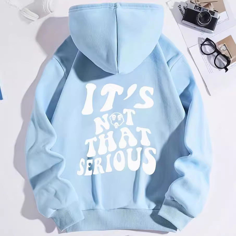 High Street Loose Cotton Sports Pullover Hoodie
