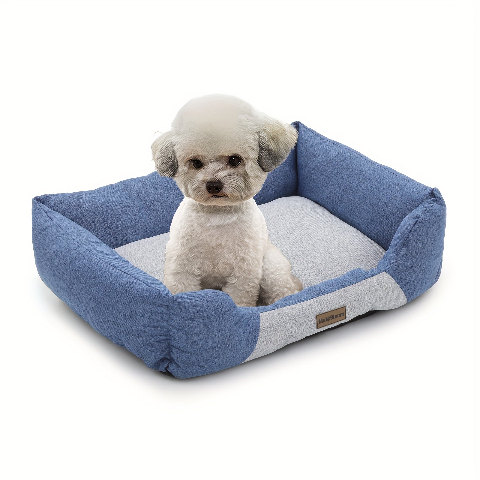 Monibloom 27"X21"X7" Dog Beds For Medium Small Dogs Machine-Washable Linen-Like Fabric Pet Beds Warming Cozy Soft Bed For Dogs And Cat