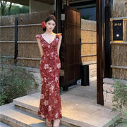 Summers New Slimming Flounce Maxi Dress