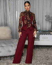 Elegant Lace-Up Wide-Leg Chiffon Jumpsuit