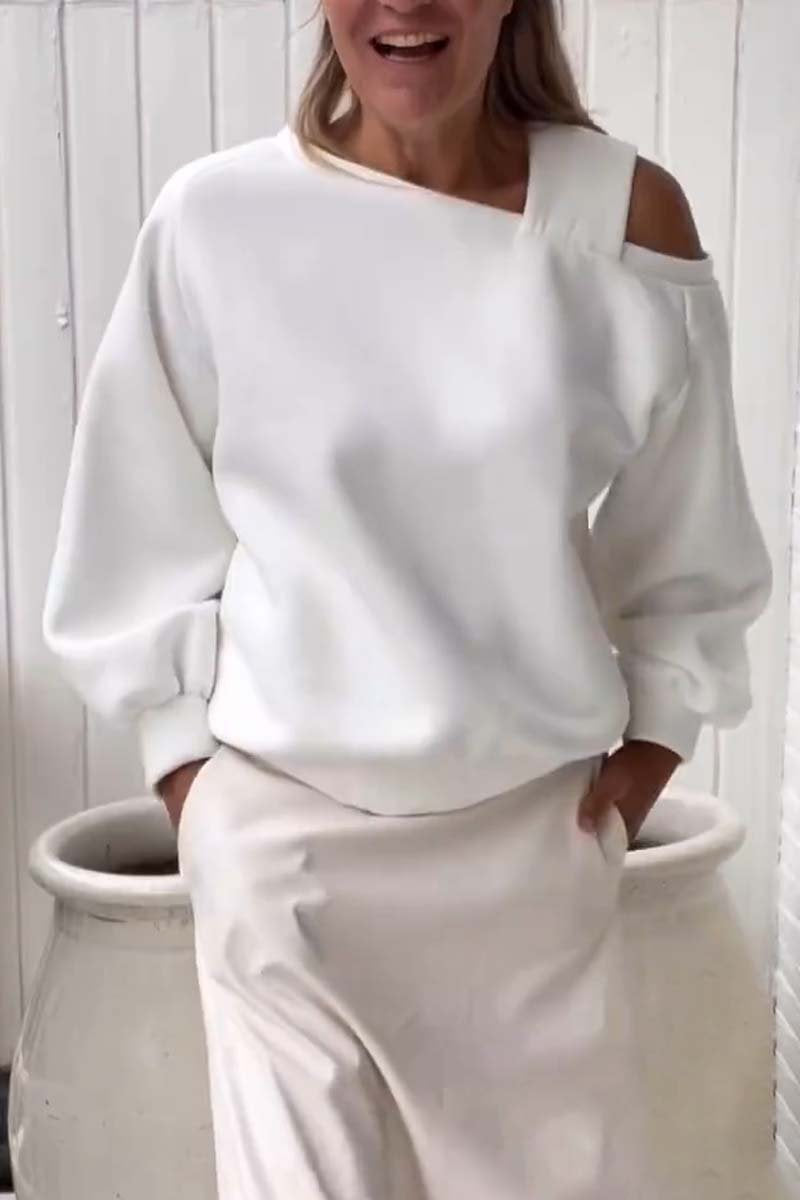 Cozy Off-Shoulder Fleece-Lined Sweatshirt