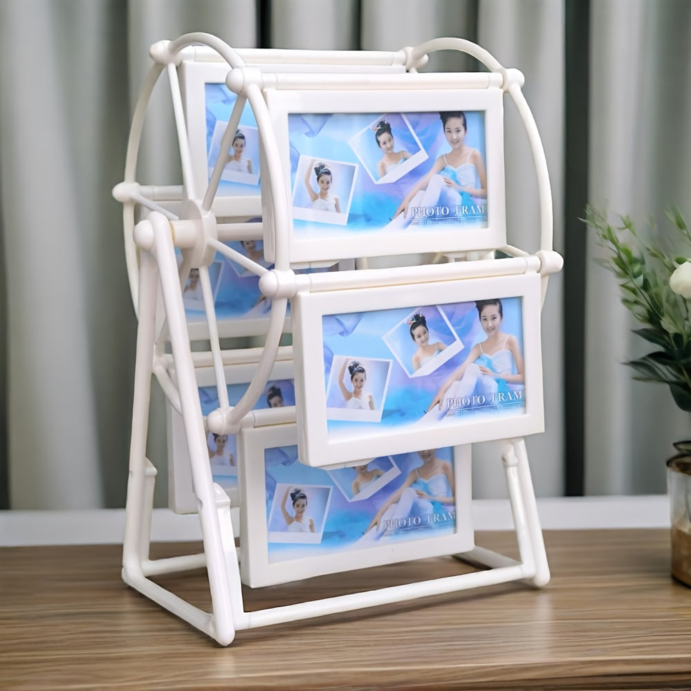 1 Retro Rotating Ferris Wheel Photo Frame - 4-Inch Frame - Exquisite Living Room, Bedroom, Desk Decor - Perfect Valentine's Day, Birthday, Christmas Gift - Frame Material: ABS Plastic